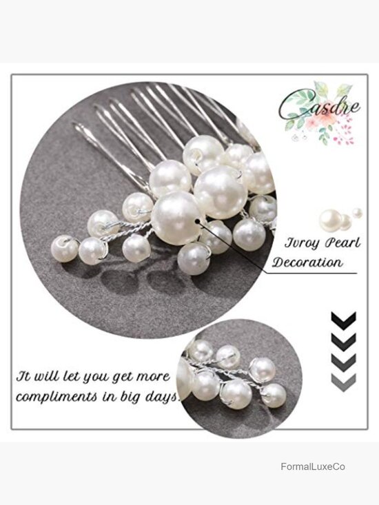 Pearl Crystal Bride Wedding Hair Comb Silver Side Comb Hair Piece main image 4